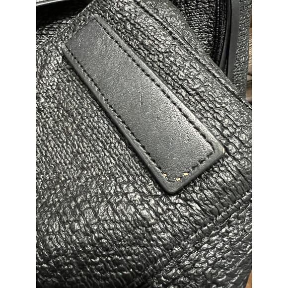 AllSaints Purse Bag Large Hobo Black Leather Textured Canvas Shoulder Crossbody - Picture 7 of 11